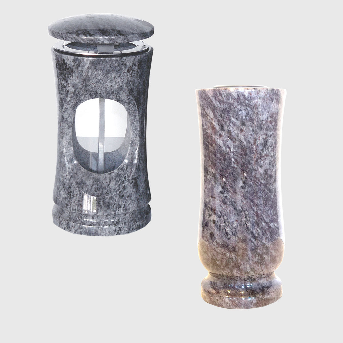 Laterne und Vase Set aus Orion Blue Granit