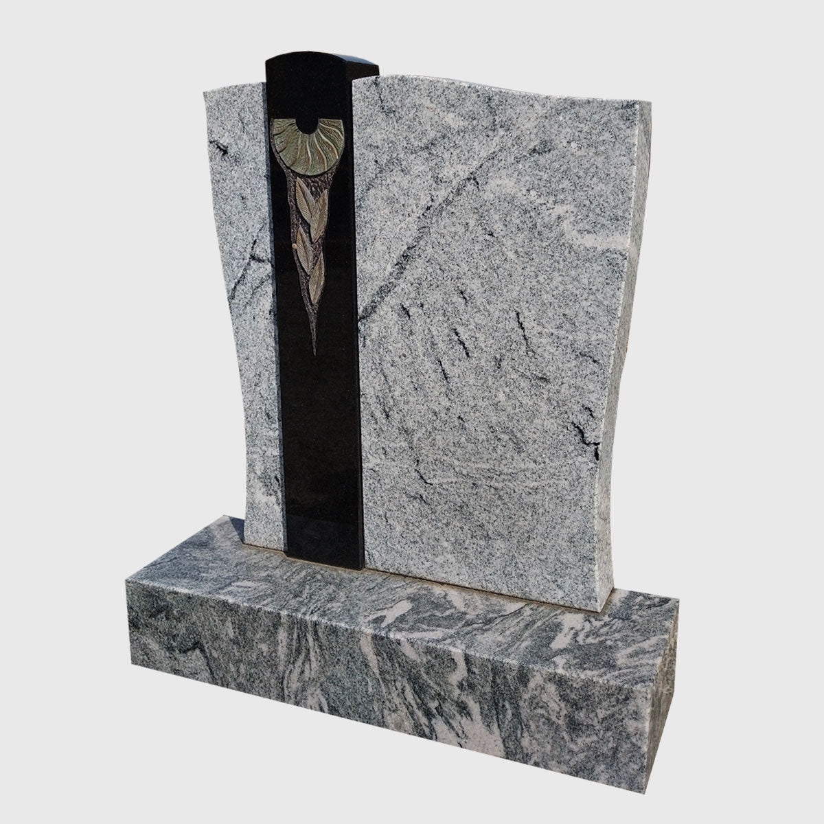Grabsteinund Sockel aus Viscount White- und Premium Black Granit