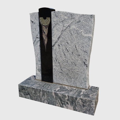 Grabsteinund Sockel aus Viscount White- und Premium Black Granit