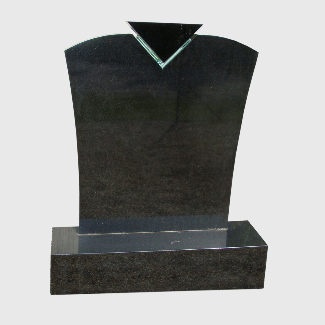Grabstein Premium Black Granit mit Glasauflage und Dreieck