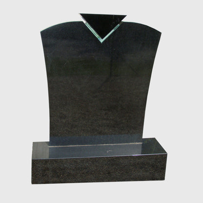 Grabstein Premium Black Granit mit Glasauflage und Dreieck