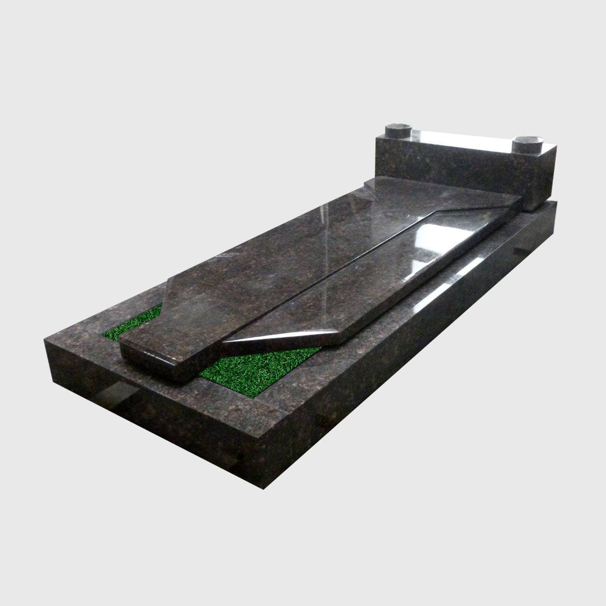 Grabanlage aus Tan Brown Granit ohne Grabstein – Stone Lounge